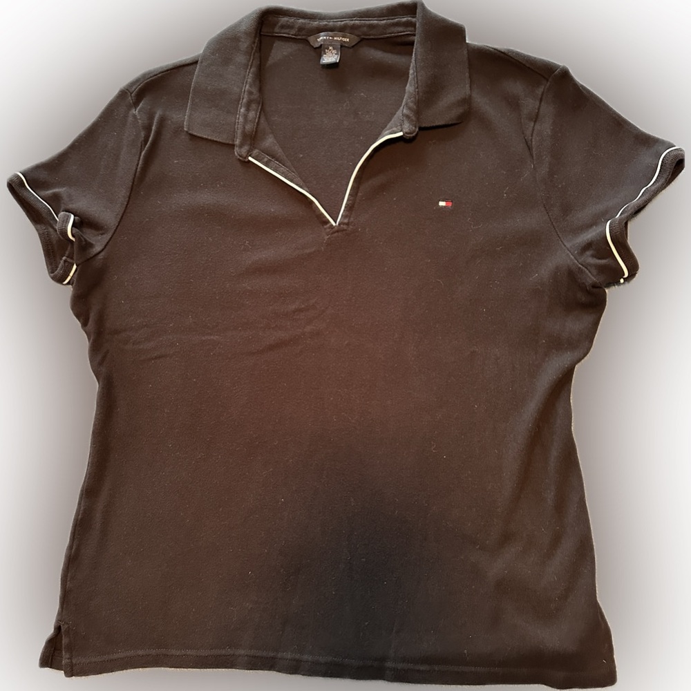 Tommy Hilfiger Black Polo Shirt with White Accents
